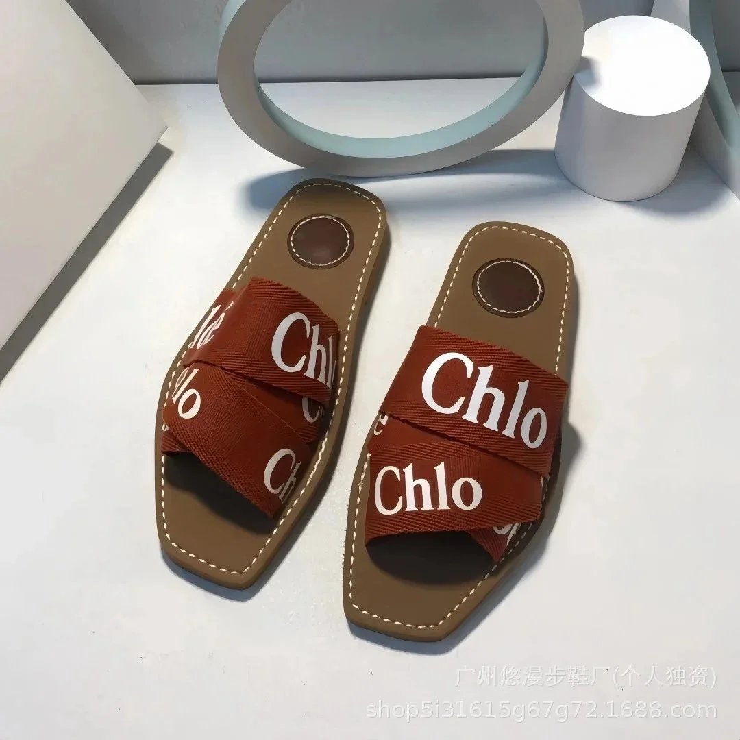 Unbranded Sandals Square-Toe Double-Strap Slide — Wine red