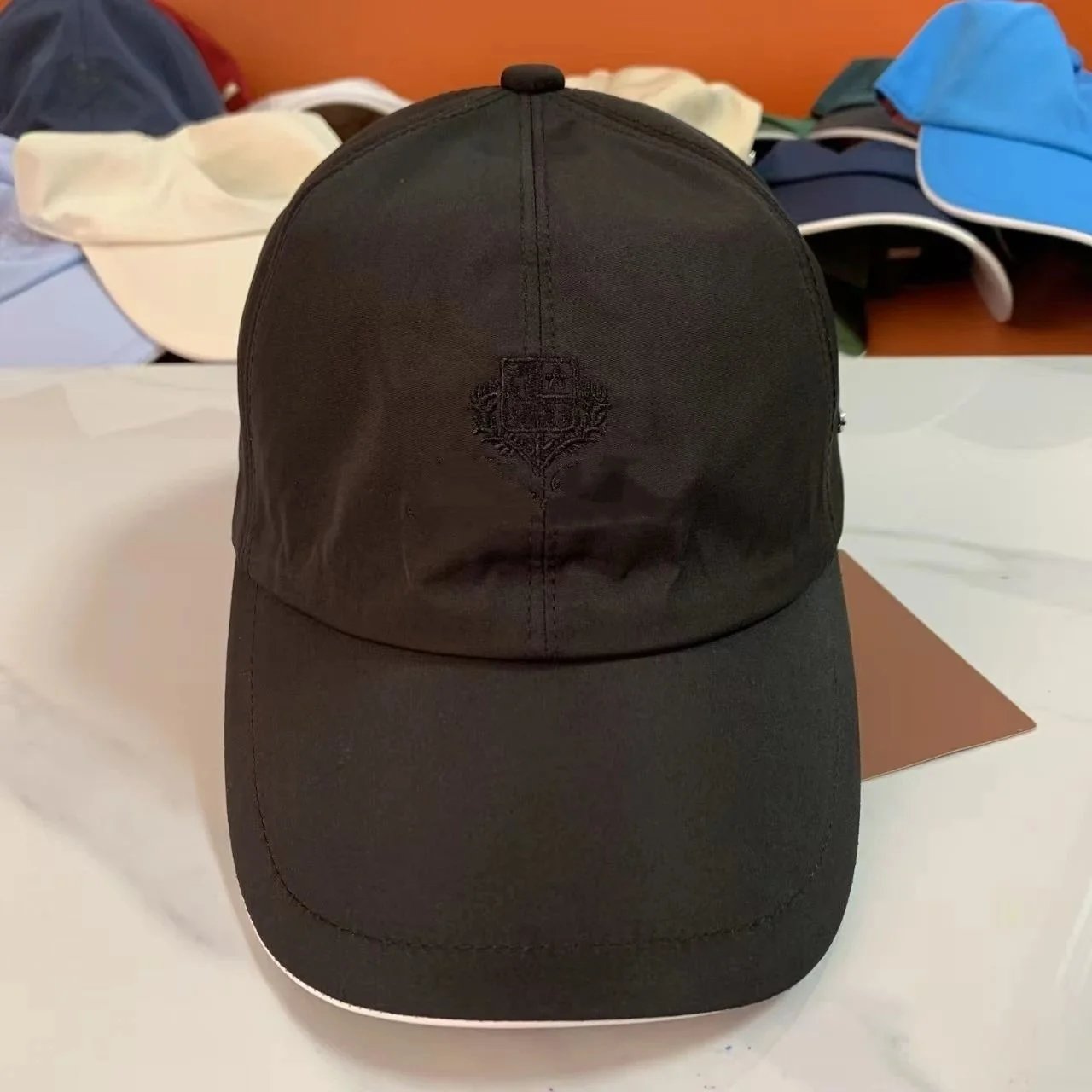 Brunello Cucinelli Hats Embroidered Crest Baseball Cap — 01 Black