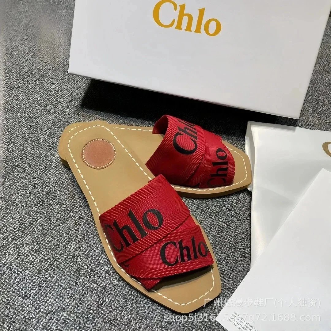 Unbranded Sandals Square-Toe Double-Strap Slide — Red