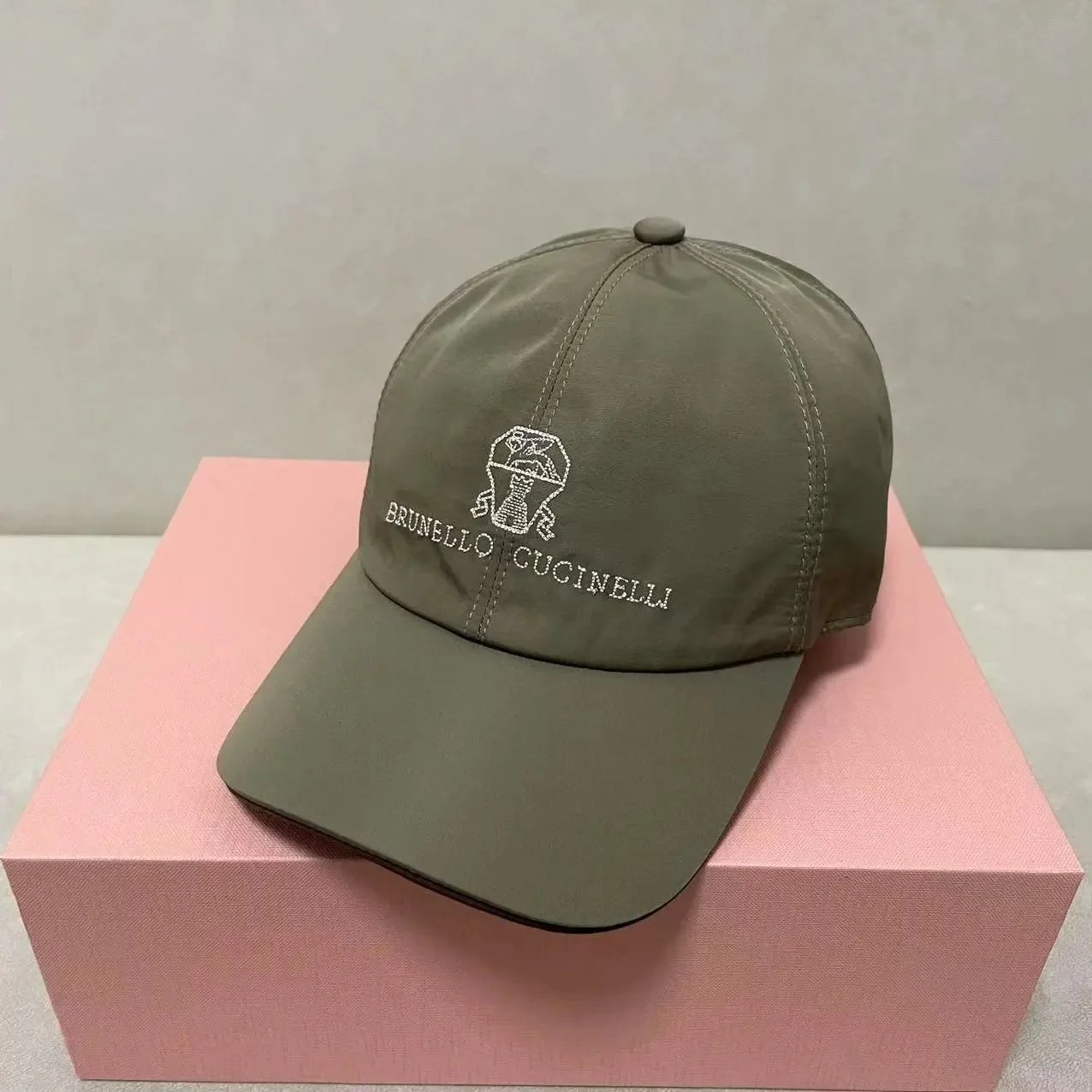 Brunello Cucinelli Hats Embroidered Crest Baseball Cap — 35 Matcha