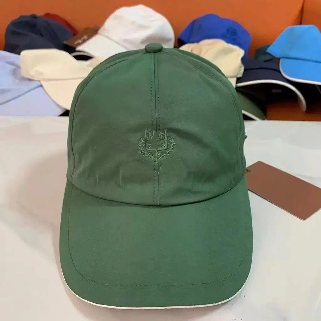 Brunello Cucinelli Hats Embroidered Crest Baseball Cap — 08 Army Green