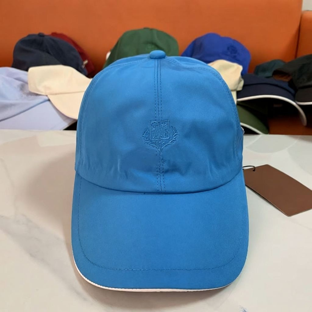 Brunello Cucinelli Hats Embroidered Crest Baseball Cap — 06 Royal Blue