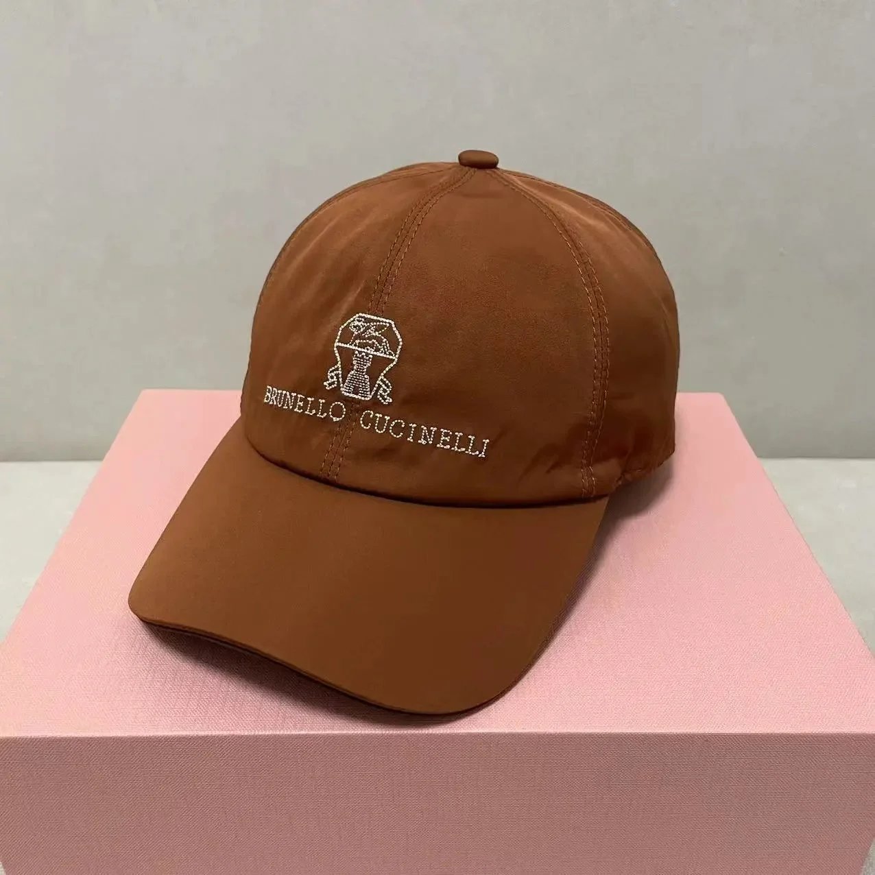 Brunello Cucinelli Hats Embroidered Crest Baseball Cap — 36 Camel color