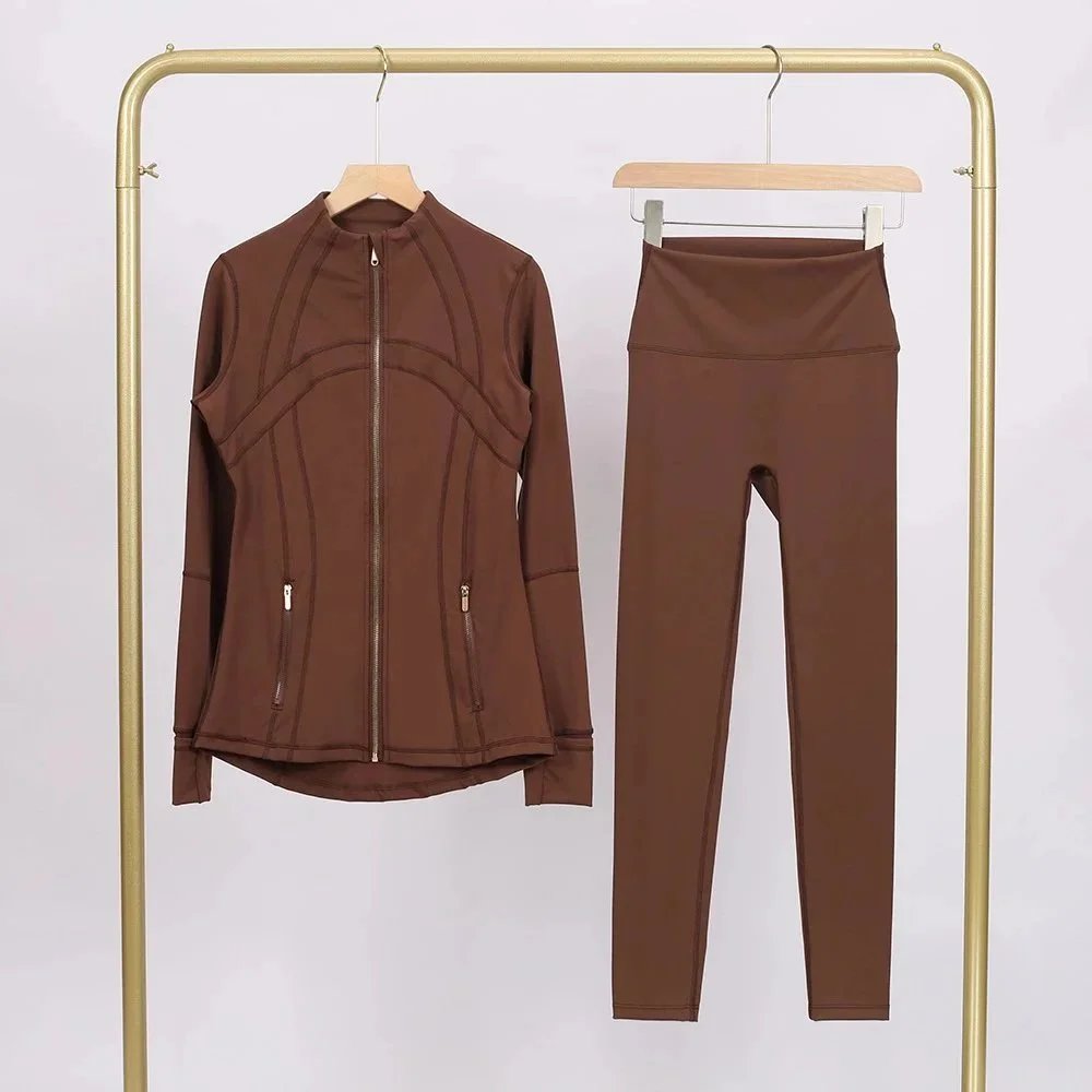 Alo Matching Sets Contrast-trim camisole top and wrap skirt set — Maillard Gold Zippered Jacket and Cropped Pants Set