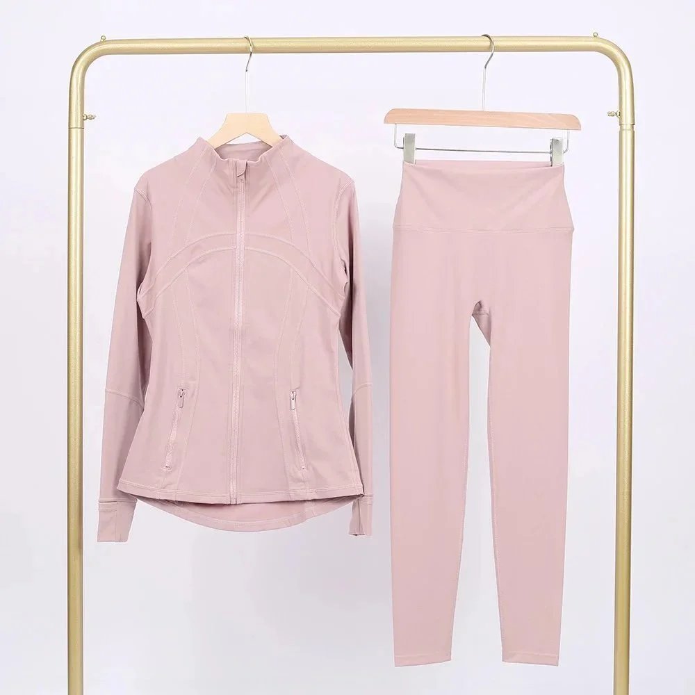 Alo Matching Sets Contrast-trim camisole top and wrap skirt set — Powder-rose blazer and cropped pants set