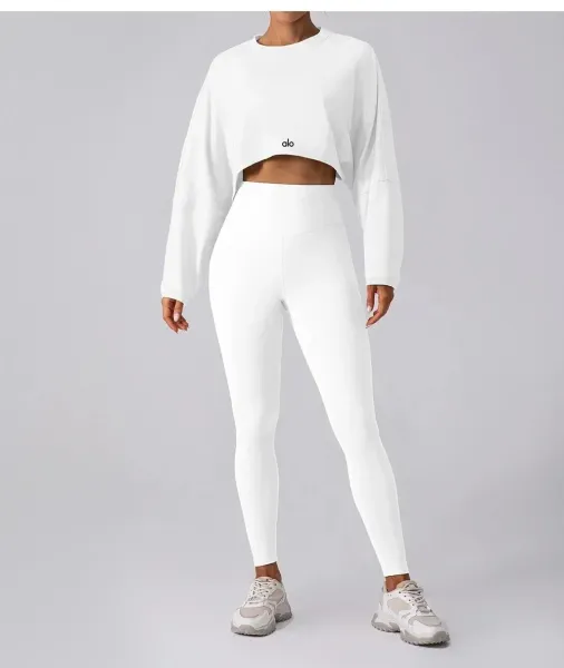 Alo Yoga Cropped Long-Sleeve Top Black Activewear - 9