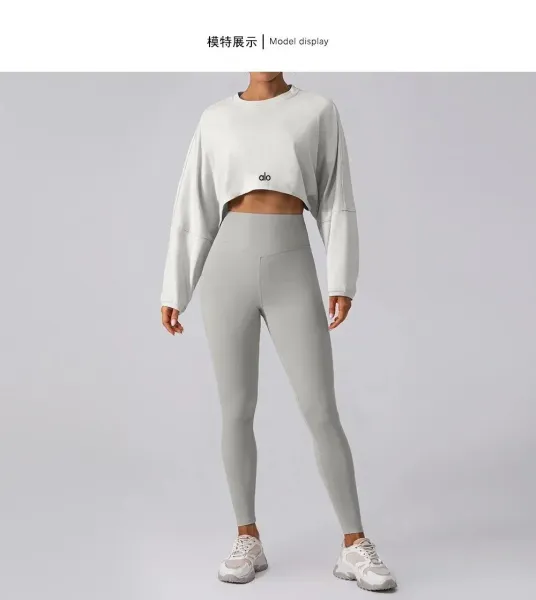 Alo Yoga Cropped Long-Sleeve Top Black Activewear - 3