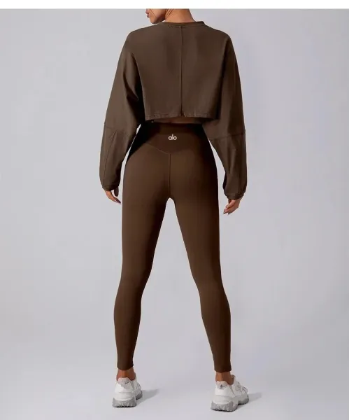 Alo Yoga Cropped Long-Sleeve Top Black Activewear - 8