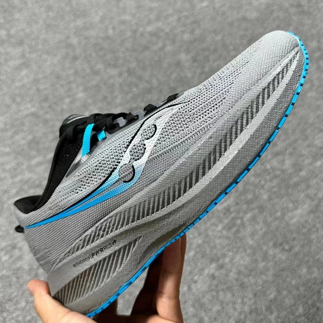 Saucony PWRRun+ Running Shoes Gray Blue