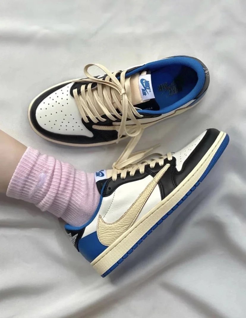 〖莞产最强版本〗耐克 Nike Jordan Air Jordan 1 Low OG SP 倒钩2.0三方联名闪电低帮篮球鞋 男女同款白蓝黑  aj1倒勾 耐克休闲板鞋现货