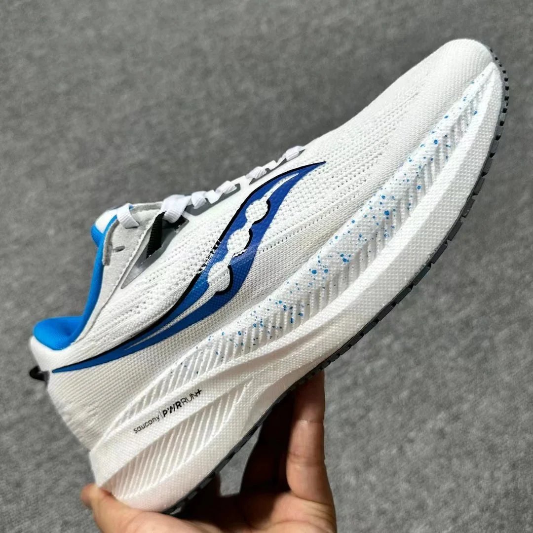 Saucony Power Run+ White Blue Running Shoes
