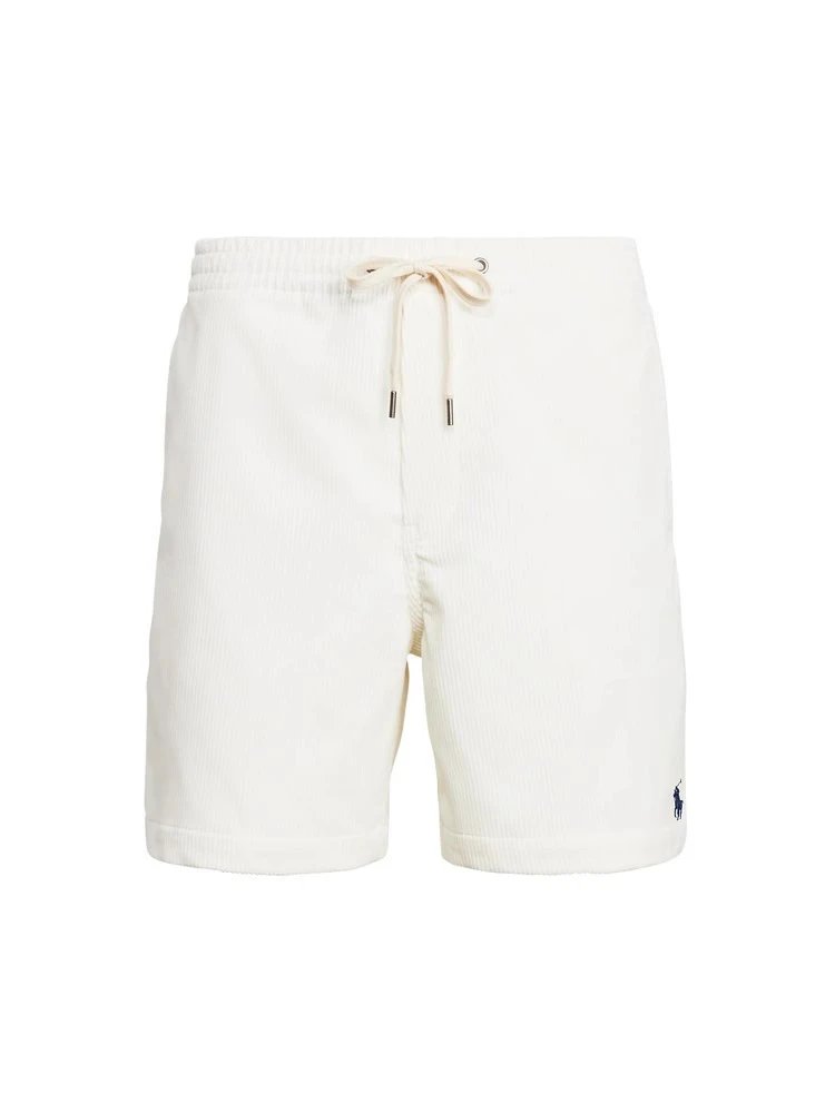 Polo Ralph Lauren Shorts Corduroy Drawstring with Embroidered Pony — Milky white