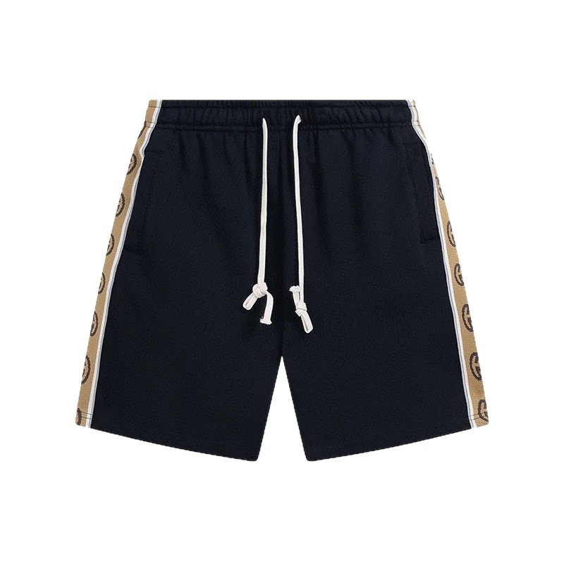 Unbranded Shorts Drawstring with repeating interlocking G-style monogram and side stripes image 5