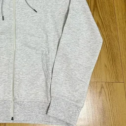 thumbnail for Double-faced fabric zip-up hooded top