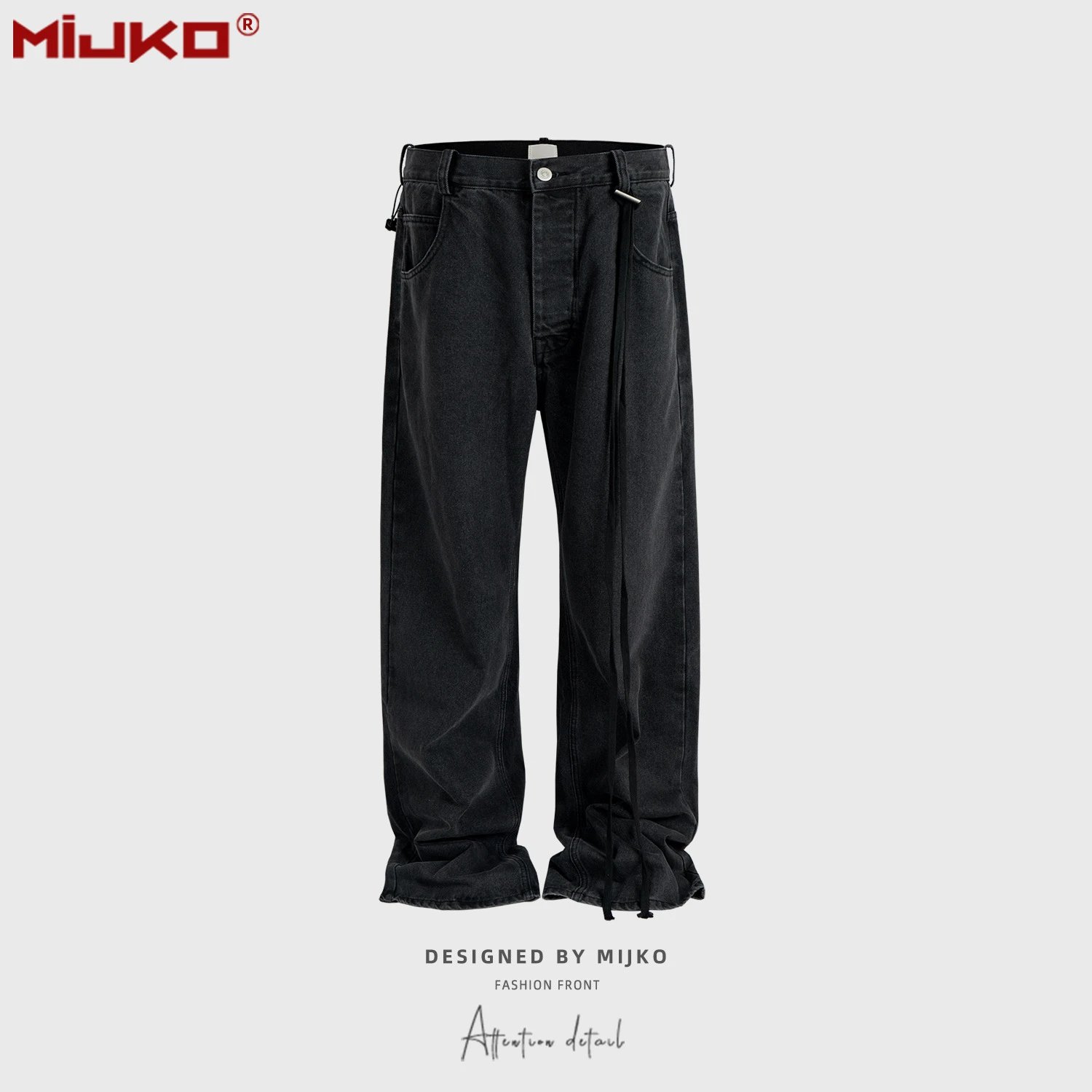 MIJKO Jeans Straight Stacked Black