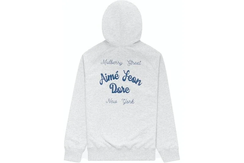 Aimé Leon Dore Heather Grey New York Address Embroidery Hoodie - rep bluzy z kapturem