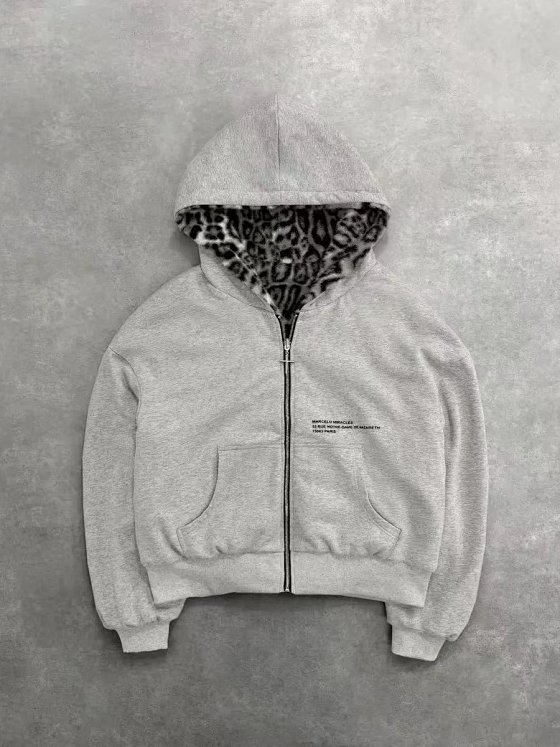 Amazon 2025 Fall/Winter New Arrival Reversible Zip-Up Leopard Print Hoodie for Men, Loose Fit