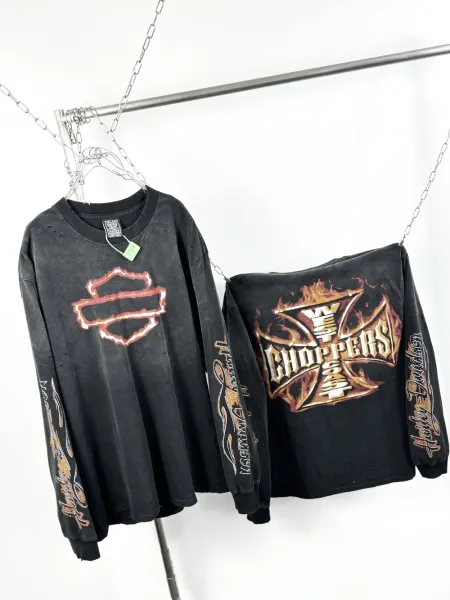 Harley-Davidson Distressed Bar & Shield Long Sleeve T-Shirt Black - 3
