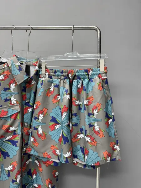 Design Floral Print Elastic Waist Shorts and Shirt Set - 1
