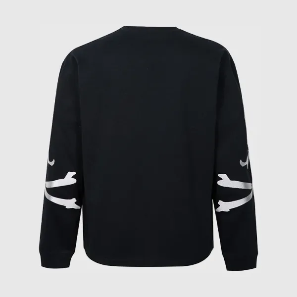 Design Skull Print Long Sleeve Tee Black T-Shirts - 11