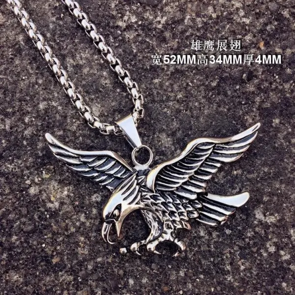 Design Eagle Pendant Necklace Silver Jewelry - 1