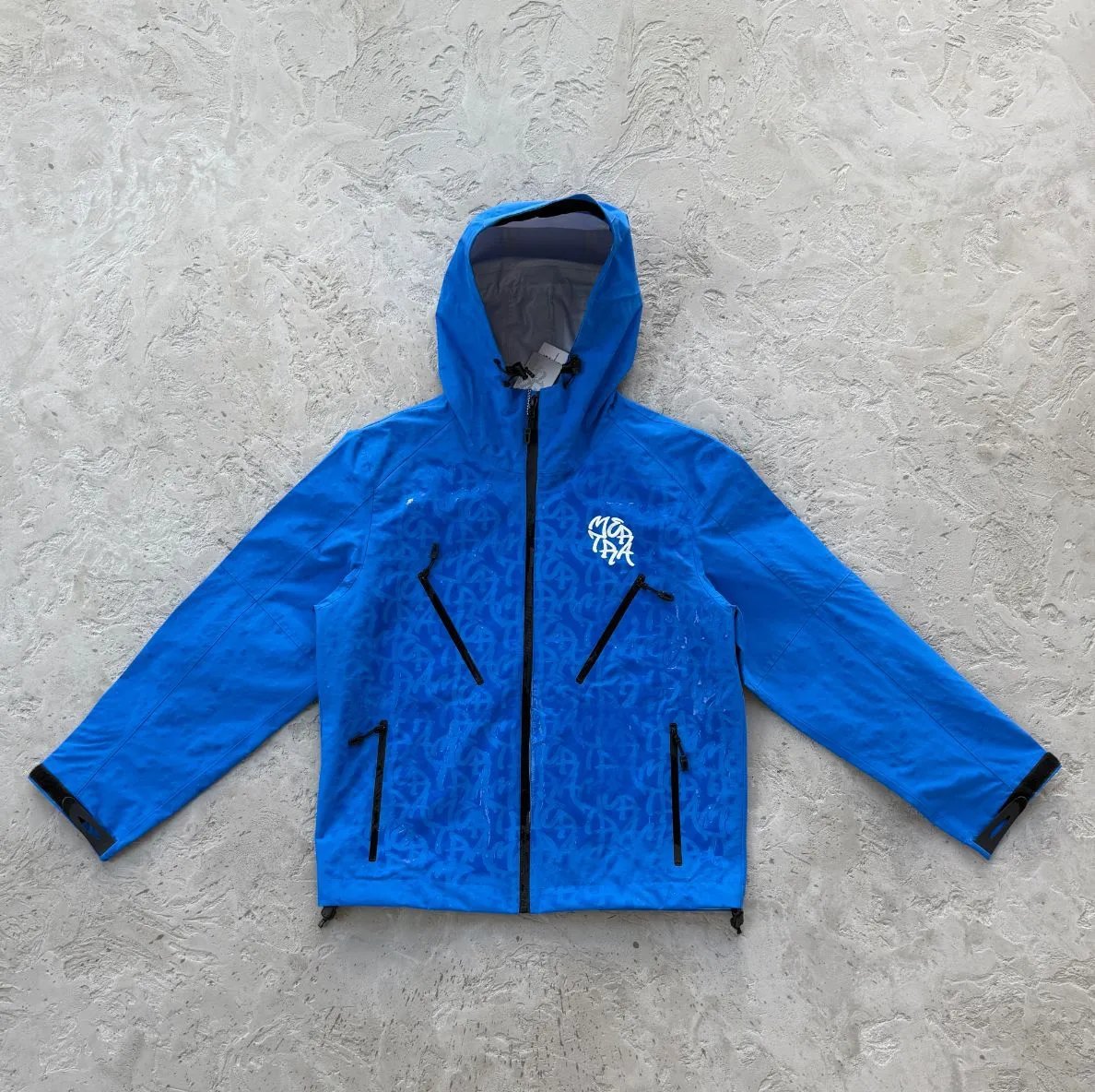 MUTA Jackets Hooded zip-up shell jacket with multiple zip pockets — SALE blue