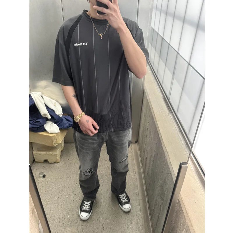 Design Abstract Print Oversized T-Shirt Gray - 3