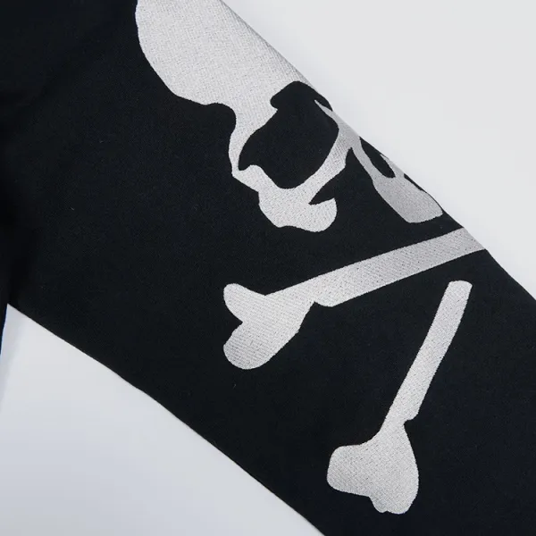 Design Skull Print Long Sleeve Tee Black T-Shirts - 12