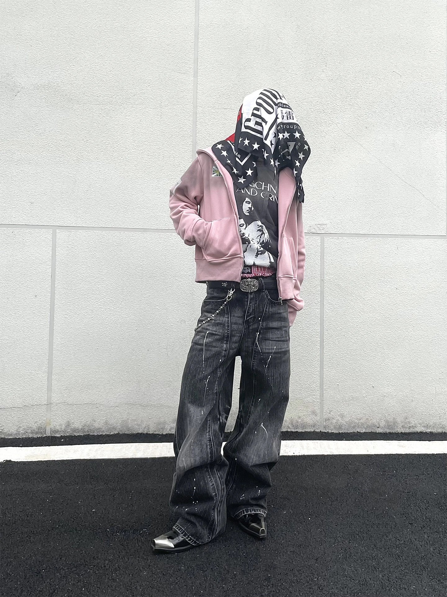 Design Paint-Splatter Wide-Leg Jeans Black - 2