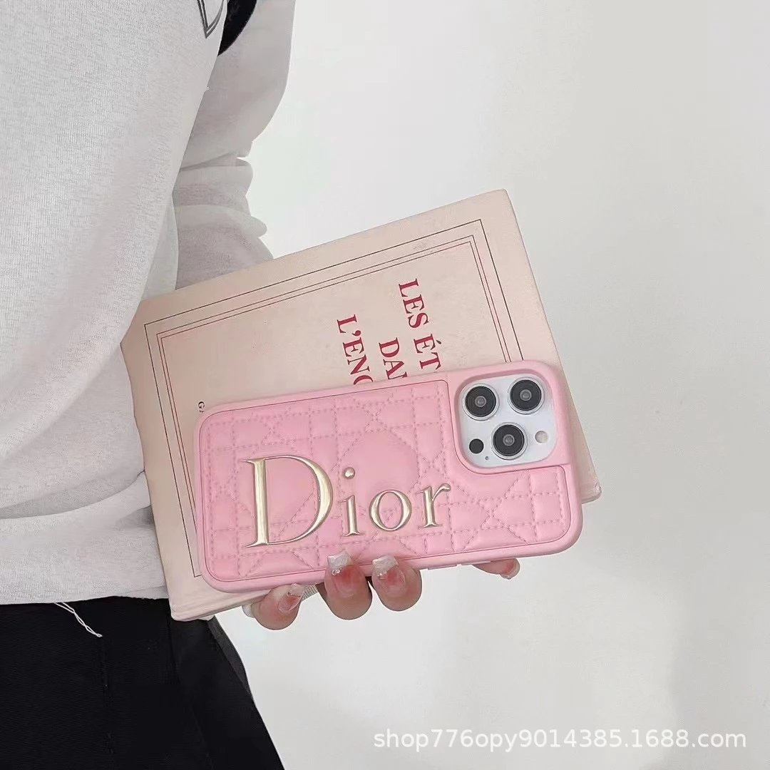 Dior Quilted Logo Phone Case Beige Gold Phone Case Phone Accessories - 3