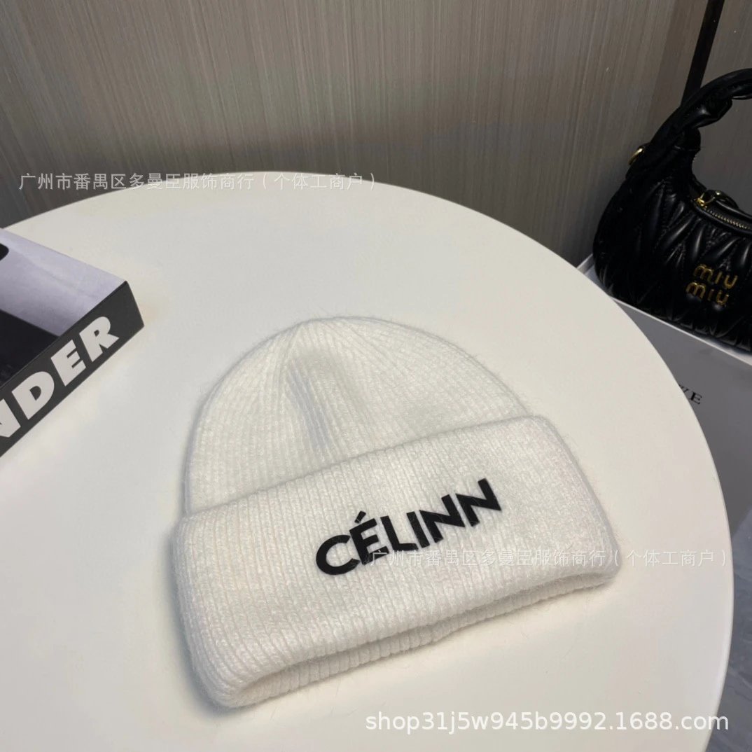 Celine Céline Célinn Logo Knit Beanie Gray Beanie - 4