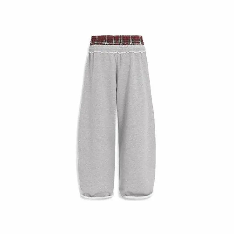 European and American TK Cross border American Retro Stripe Embroidered Sports Casual Pants Loose Men's and Women's Double Waist Head Fake Two Piece