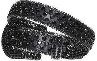 Rhinestone-Embellished Purple Leather Belt