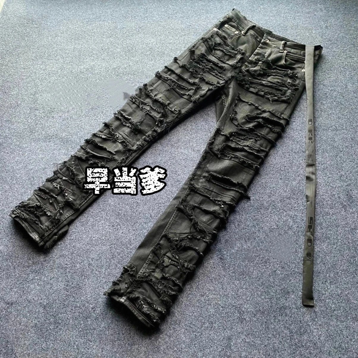 [In Stock] Zaodangdie ro Style Distressed Waxed Pants Hedi Slimane Washed Aged Ripped Jeans High Street Luxury Trend