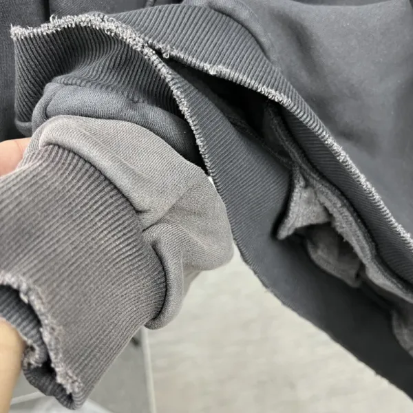Design Quilted Overlay Hoodie Charcoal Gray Hoodie - 4