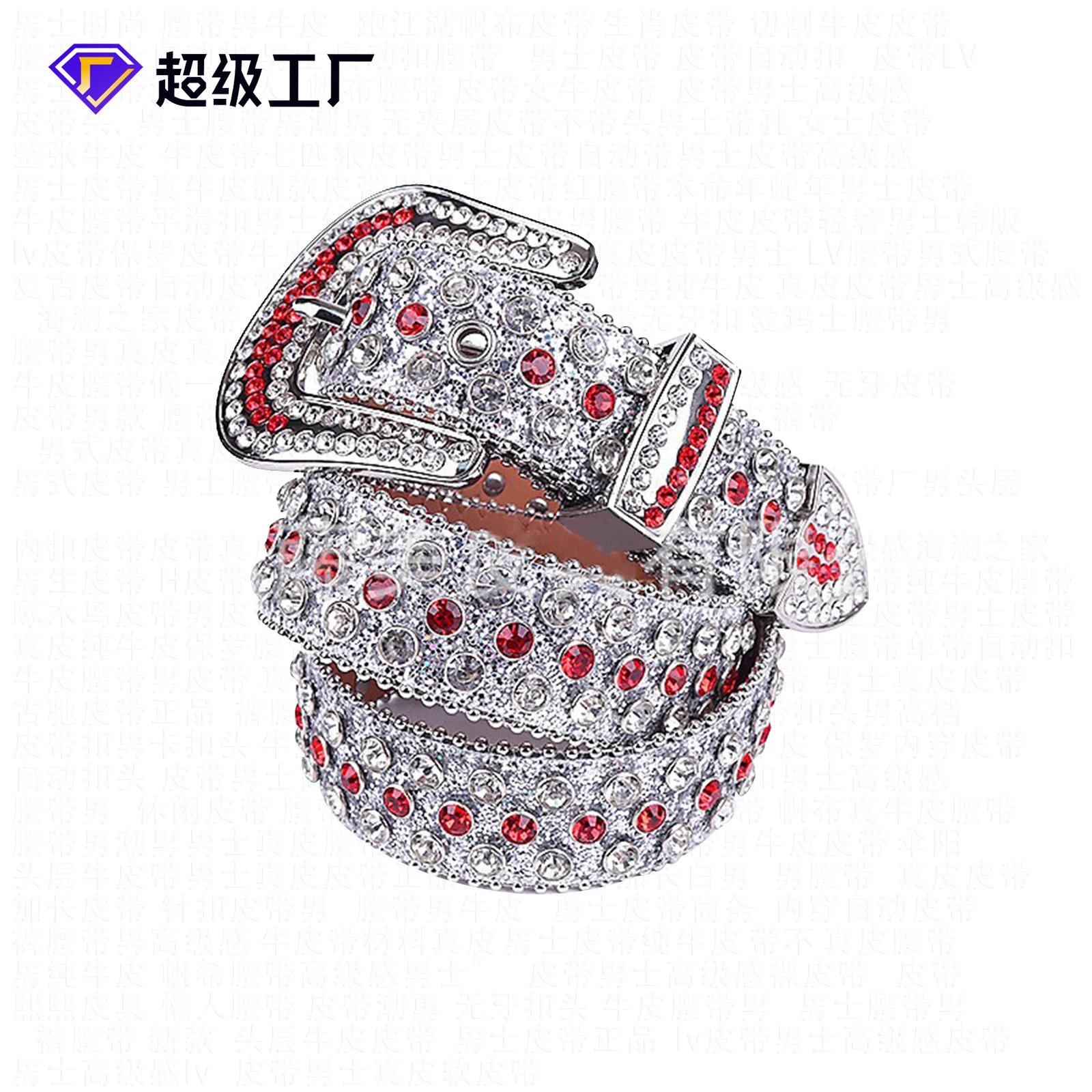 Design Studded Leather Belt Black - 4