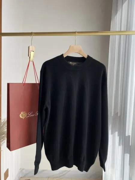 Loro Piana Classic Crewneck Black Sweater - 1