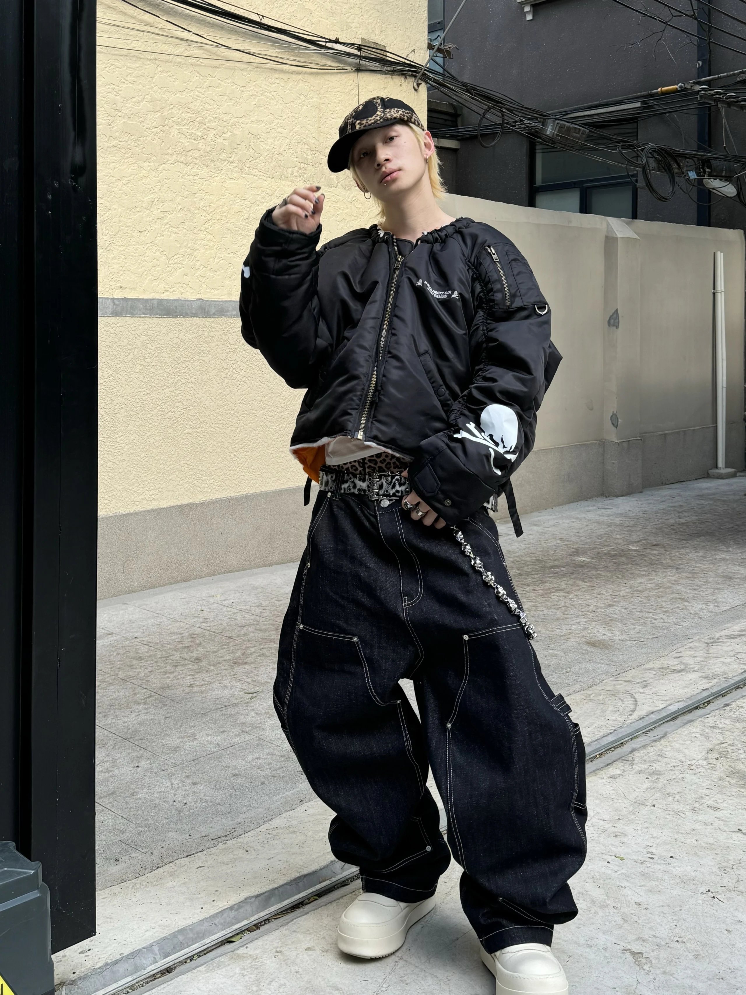 Design Project G / R x Mastermind Japan Skull Print MA-1 Bomber Jacket Black Outerwear.jacket - 2
