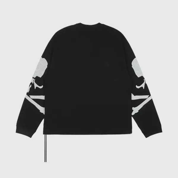 Design Skull Print Long Sleeve Tee Black T-Shirts - 8