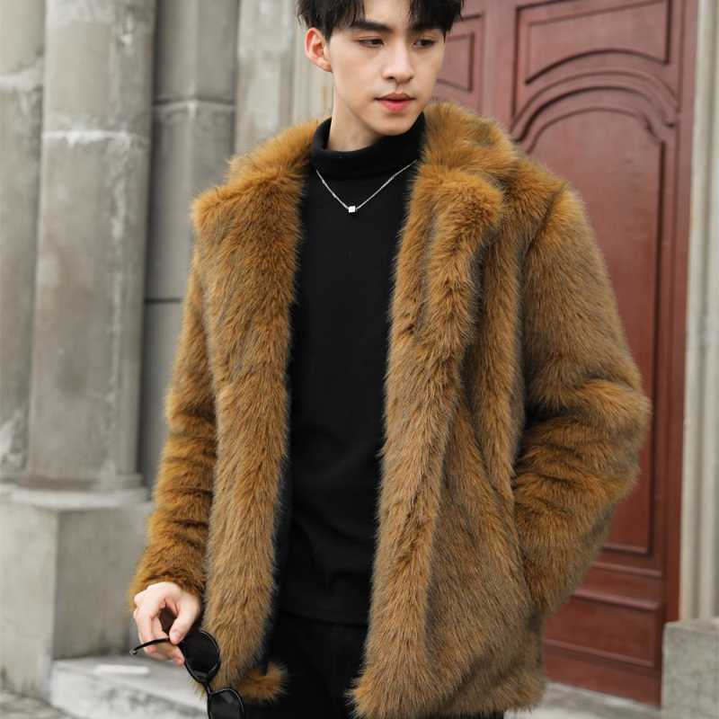 Design Faux Fur Coat Brown Outerwear