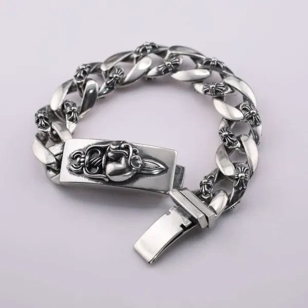 Chrome Hearts Fleur-de-Lis Curb Chain Bracelet Silver Jewelry - 1