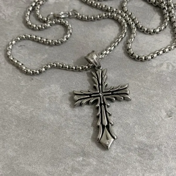 Chrome Hearts Ornate Cross Pendant Necklace in Silver Jewelry - 1