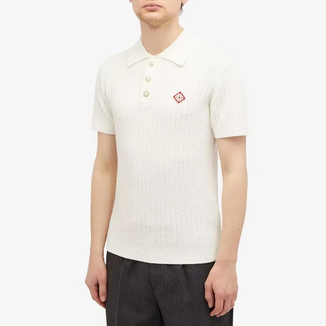 Casablanca x Casa Blanca Ribbed Knit Polo White Polo Shirt - 7