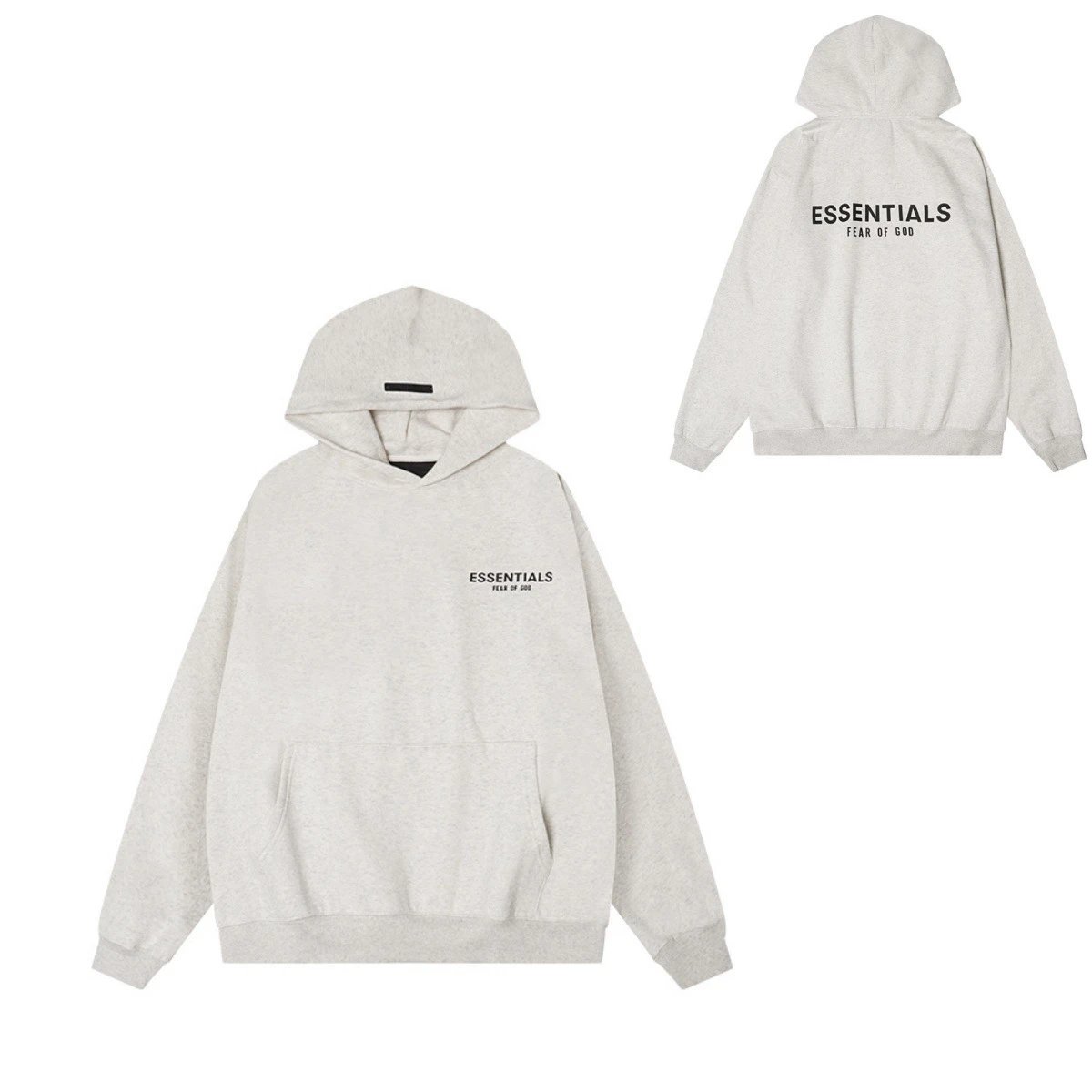 859 Beige Hoodie with Heavy Letter Print