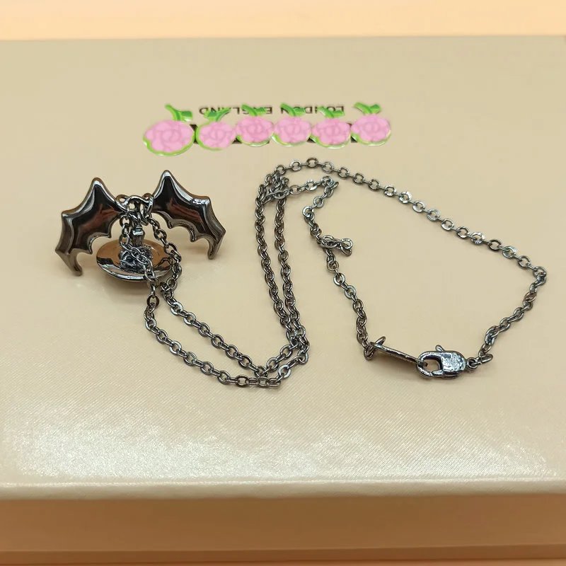Vivienne Westwood Orb Bat Wing Necklace Silver Jewelry - 5