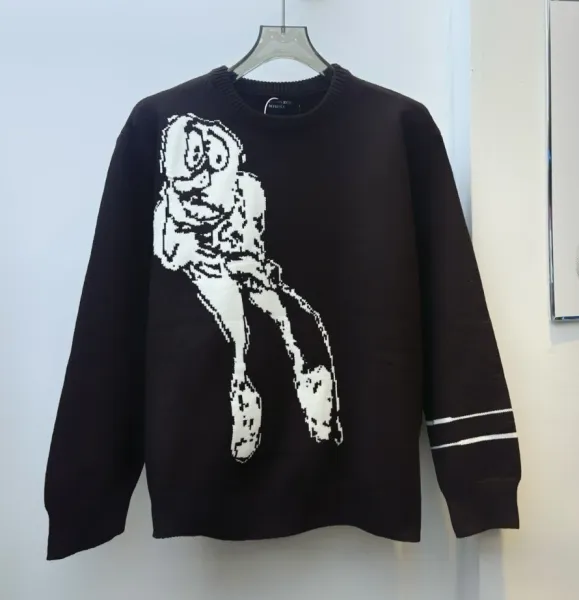 Design Pixelated Figure Knit Sweater Black - 1