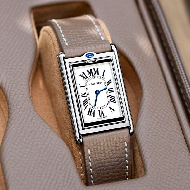 Cartier Santos Dumont Gold Case Brown Alligator Strap Watch Watches - 5