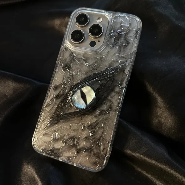 Design Custom Eye Motif Resin Phone Case Transparent Black Phone Case - 4