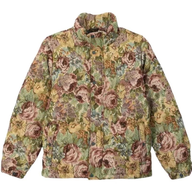 Floral Tapestry Puffer Jacket Multicolor Outerwear
