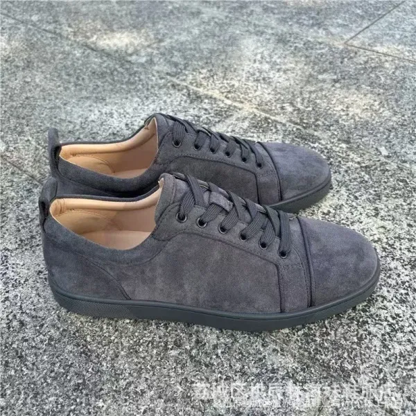 Design Suede Low-Top Lace-Up Sneakers Gray - 1